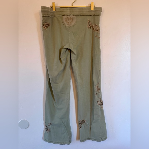 Vertigo Paris Y2K Green Embroidered Drawstring Cotton Sweat Pants Size Large - Picture 4 of 8